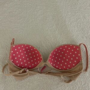 PINK Victoria's Secret Pink and Tan Polka Dot Bra